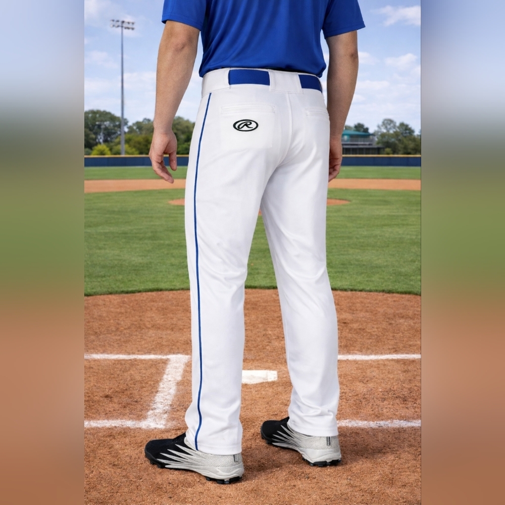 Rawlings‎ Men’s XL Baseball Pants White Royal Blue Piped NWT
